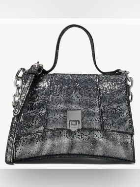 Aldo Gunmetal Crystal Top-Handle Satchel